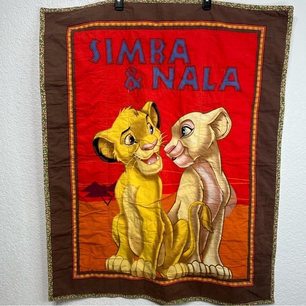 Vintage Disney The Lion King Baby Quilt Double Sided 31” x 39”